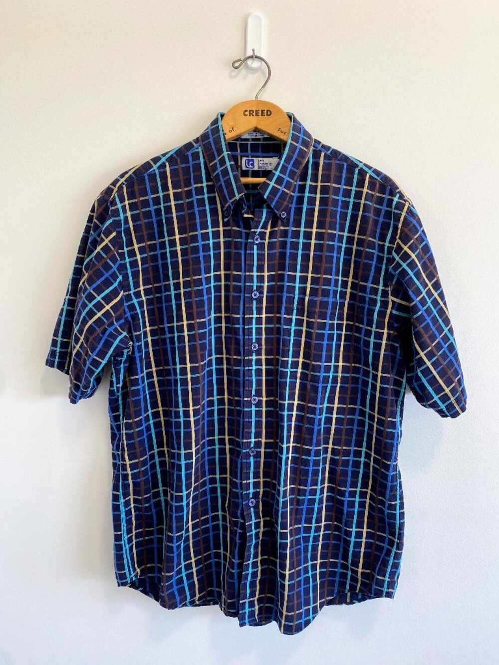 Vintage Short Sleeve Button Down Shirt / 90s / Check Print